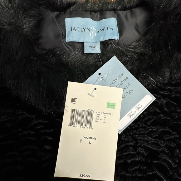 Jaclyn Smith Black Velvet Vest with Faux Fur Collar Size Large - Picture 7 of 7